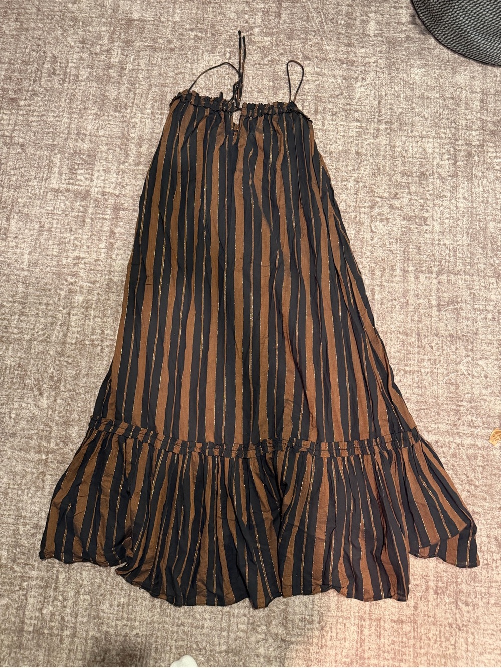 H&M Brown and Black Vertical Stripe Maxi Skirt